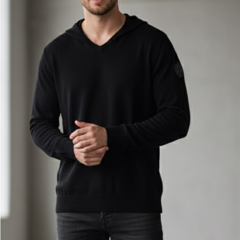 Men's Black V-Neck Wool blend Chicago Blackhawks Sweater